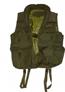 Taktická vesta s koženým límcem - zelená